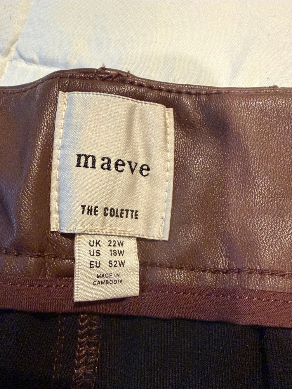Maeve Ankle-Length Leather-Look Pants in Dark Brown